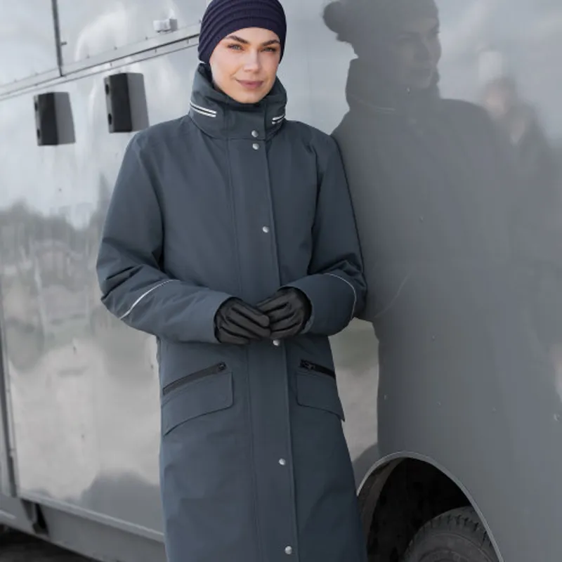 Equetech Ladies Utopia Long Waterproof Stretch Riding Coat Grey-3